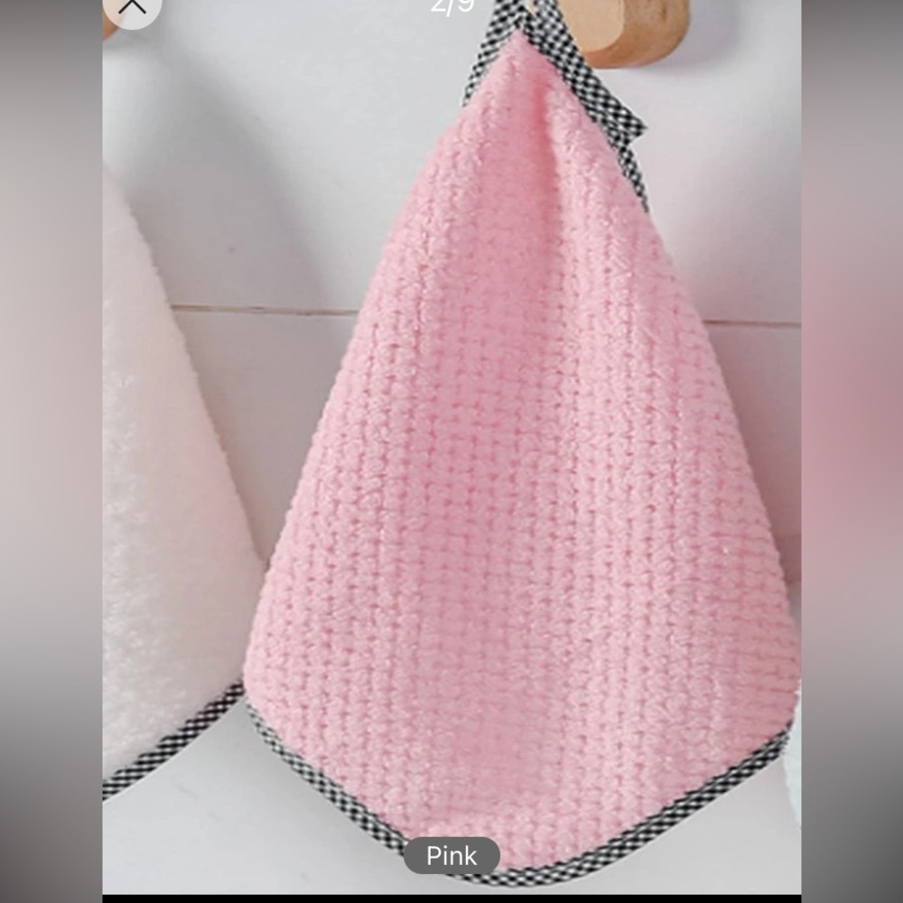 5pcs Plain Cleaning Rag, Pink Polyester Cleaning Cloth, For Kitchen
